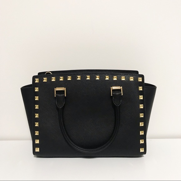 Michael Kors Selma Studs Satchel Black - Picture 2 of 6